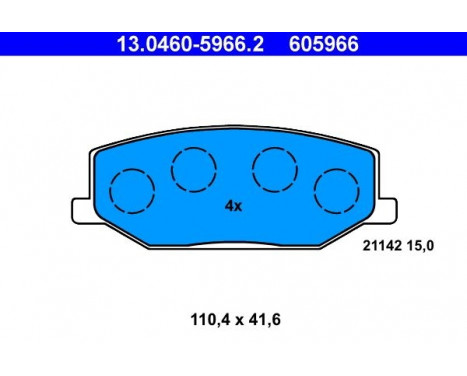 Brake Pad Set, disc brake 13.0460-5966.2 ATE, Image 2