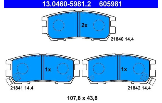 Brake Pad Set, disc brake 13.0460-5981.2 ATE, Image 2