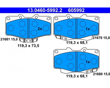 Brake Pad Set, disc brake 13.0460-5992.2 ATE, Image 2
