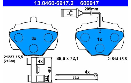 Brake Pad Set, disc brake 13.0460-6917.2 ATE, Image 2