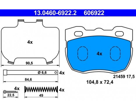 Brake Pad Set, disc brake 13.0460-6922.2 ATE, Image 2