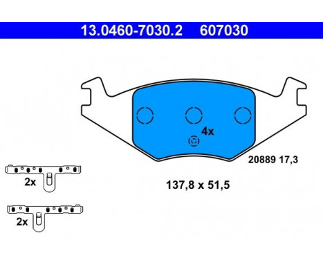 Brake Pad Set, disc brake 13.0460-7030.2 ATE, Image 2
