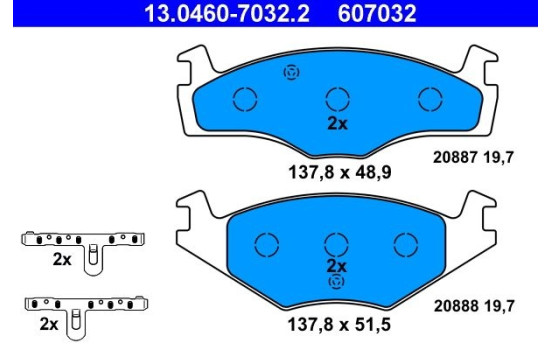 Brake Pad Set, disc brake 13.0460-7032.2 ATE, Image 2