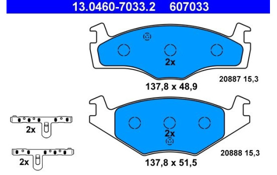 Brake Pad Set, disc brake 13.0460-7033.2 ATE, Image 2