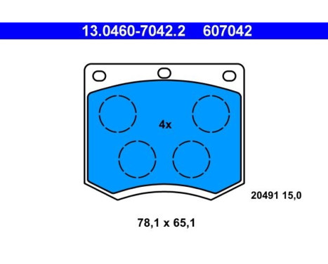Brake Pad Set, disc brake 13.0460-7042.2 ATE, Image 2
