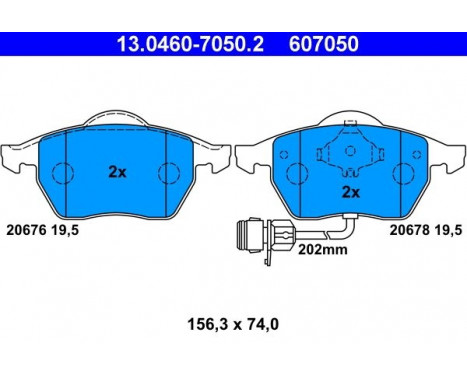 Brake Pad Set, disc brake 13.0460-7050.2 ATE, Image 2