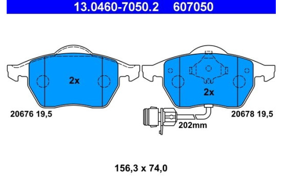 Brake Pad Set, disc brake 13.0460-7050.2 ATE, Image 2