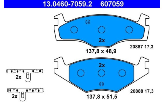 Brake Pad Set, disc brake 13.0460-7059.2 ATE, Image 2