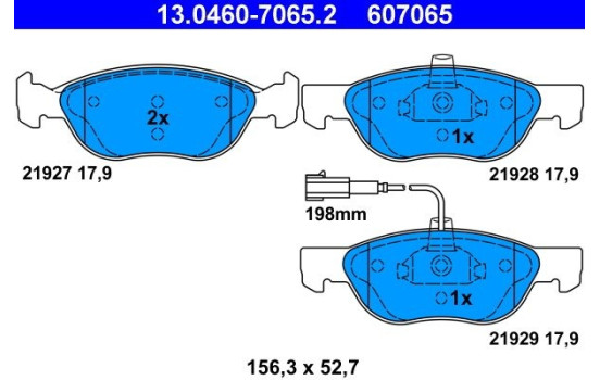 Brake Pad Set, disc brake 13.0460-7065.2 ATE, Image 2
