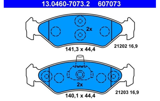 Brake Pad Set, disc brake 13.0460-7073.2 ATE, Image 2