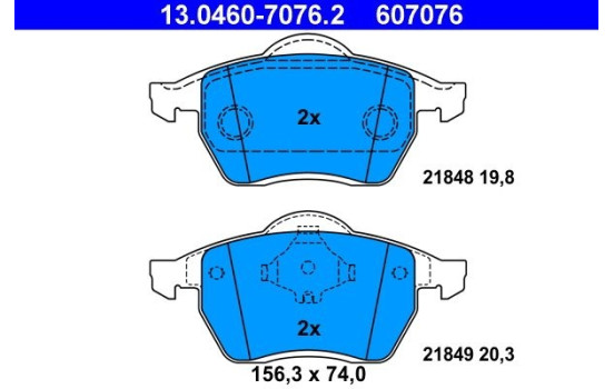 Brake Pad Set, disc brake 13.0460-7076.2 ATE, Image 2