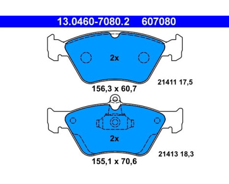 Brake Pad Set, disc brake 13.0460-7080.2 ATE, Image 2