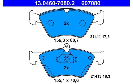 Brake Pad Set, disc brake 13.0460-7080.2 ATE, Image 2