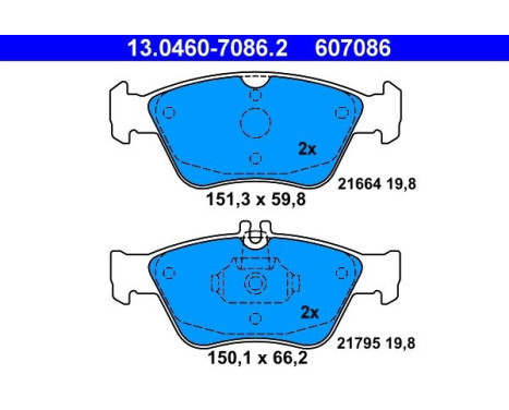 Brake Pad Set, disc brake 13.0460-7086.2 ATE, Image 2