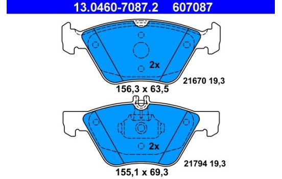 Brake Pad Set, disc brake 13.0460-7087.2 ATE, Image 2