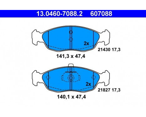 Brake Pad Set, disc brake 13.0460-7088.2 ATE, Image 2