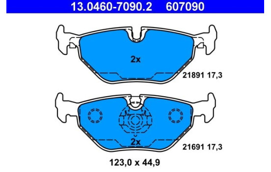 Brake Pad Set, disc brake 13.0460-7090.2 ATE, Image 2