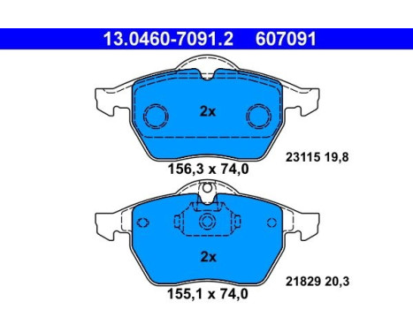 Brake Pad Set, disc brake 13.0460-7091.2 ATE, Image 2