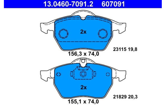 Brake Pad Set, disc brake 13.0460-7091.2 ATE, Image 2