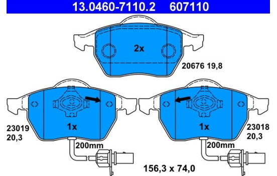Brake Pad Set, disc brake 13.0460-7110.2 ATE, Image 2