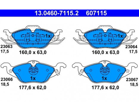 Brake Pad Set, disc brake 13.0460-7115.2 ATE, Image 2