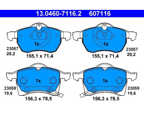 Brake Pad Set, disc brake 13.0460-7116.2 ATE, Image 2