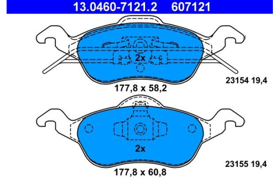 Brake Pad Set, disc brake 13.0460-7121.2 ATE, Image 2