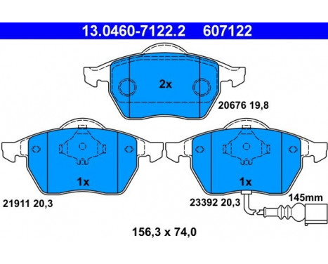 Brake Pad Set, disc brake 13.0460-7122.2 ATE, Image 2