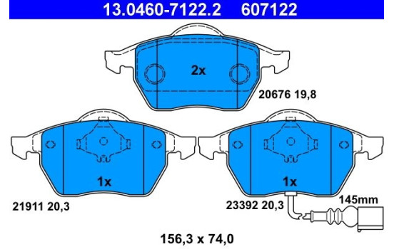 Brake Pad Set, disc brake 13.0460-7122.2 ATE, Image 2