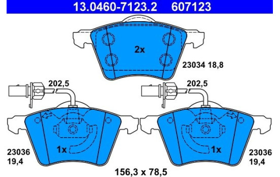 Brake Pad Set, disc brake 13.0460-7123.2 ATE, Image 2