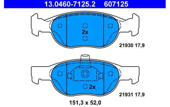 Brake Pad Set, disc brake 13.0460-7125.2 ATE, Image 2