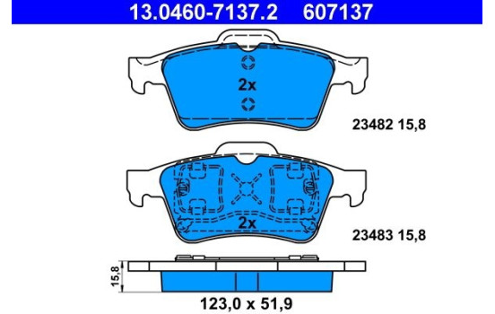 Brake Pad Set, disc brake 13.0460-7137.2 ATE, Image 2