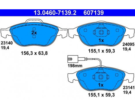 Brake Pad Set, disc brake 13.0460-7139.2 ATE