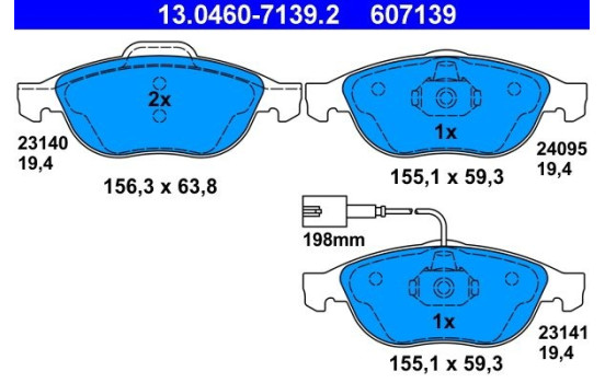 Brake Pad Set, disc brake 13.0460-7139.2 ATE