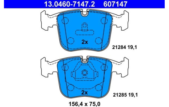 Brake pad set, disc brake 13.0460-7147.2 ATE