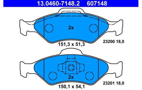 Brake Pad Set, disc brake 13.0460-7148.2 ATE, Image 2