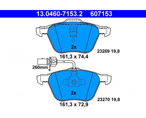 Brake Pad Set, disc brake 13.0460-7153.2 ATE, Image 2