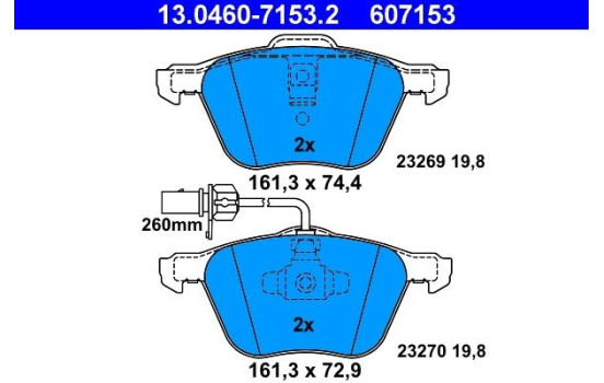 Brake Pad Set, disc brake 13.0460-7153.2 ATE, Image 2