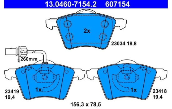 Brake Pad Set, disc brake 13.0460-7154.2 ATE, Image 2