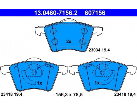 Brake Pad Set, disc brake 13.0460-7156.2 ATE