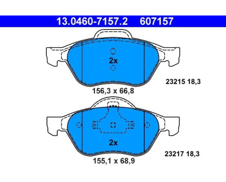 Brake Pad Set, disc brake 13.0460-7157.2 ATE, Image 2
