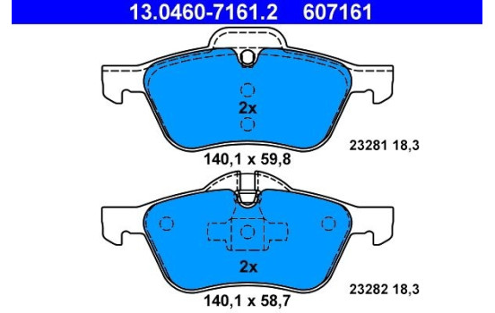 Brake Pad Set, disc brake 13.0460-7161.2 ATE, Image 2