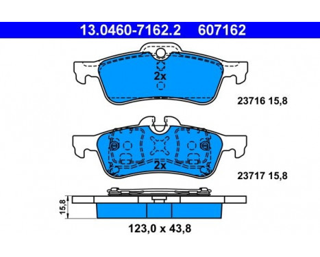 Brake Pad Set, disc brake 13.0460-7162.2 ATE, Image 2