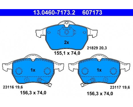 Brake Pad Set, disc brake 13.0460-7173.2 ATE, Image 2