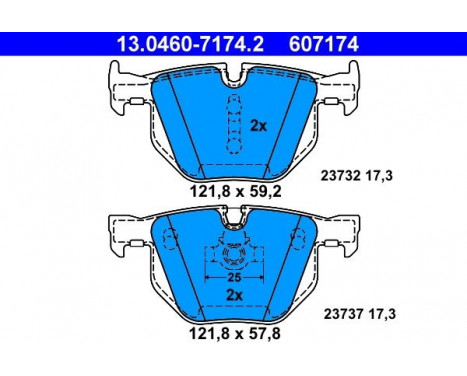 Brake Pad Set, disc brake 13.0460-7174.2 ATE, Image 2