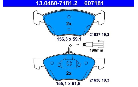 Brake Pad Set, disc brake 13.0460-7181.2 ATE