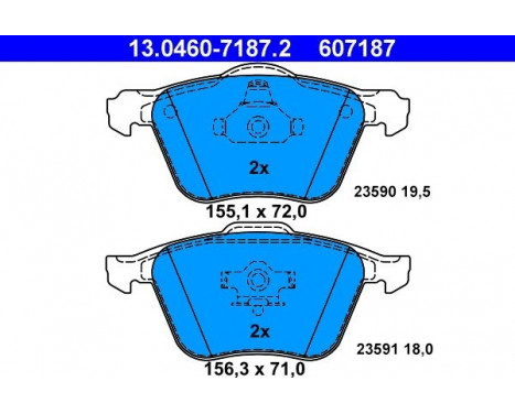 Brake Pad Set, disc brake 13.0460-7187.2 ATE, Image 2