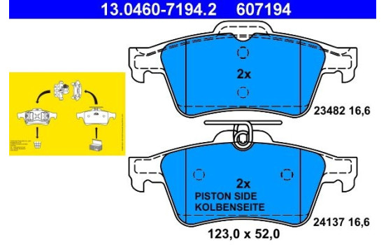 Brake Pad Set, disc brake 13.0460-7194.2 ATE, Image 2