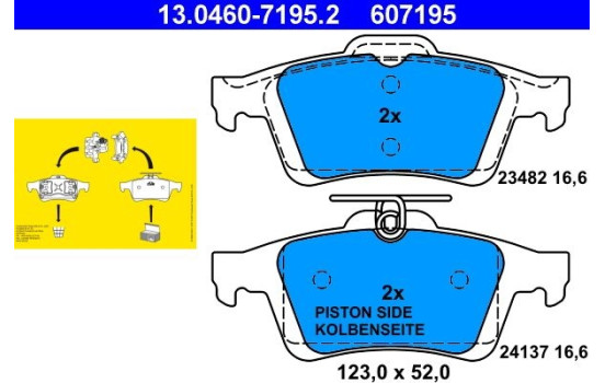 Brake Pad Set, disc brake 13.0460-7195.2 ATE, Image 2