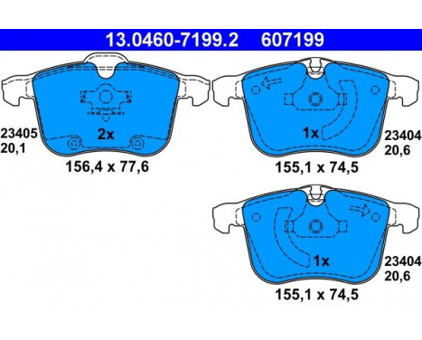 Brake Pad Set, disc brake 13.0460-7199.2 ATE, Image 2